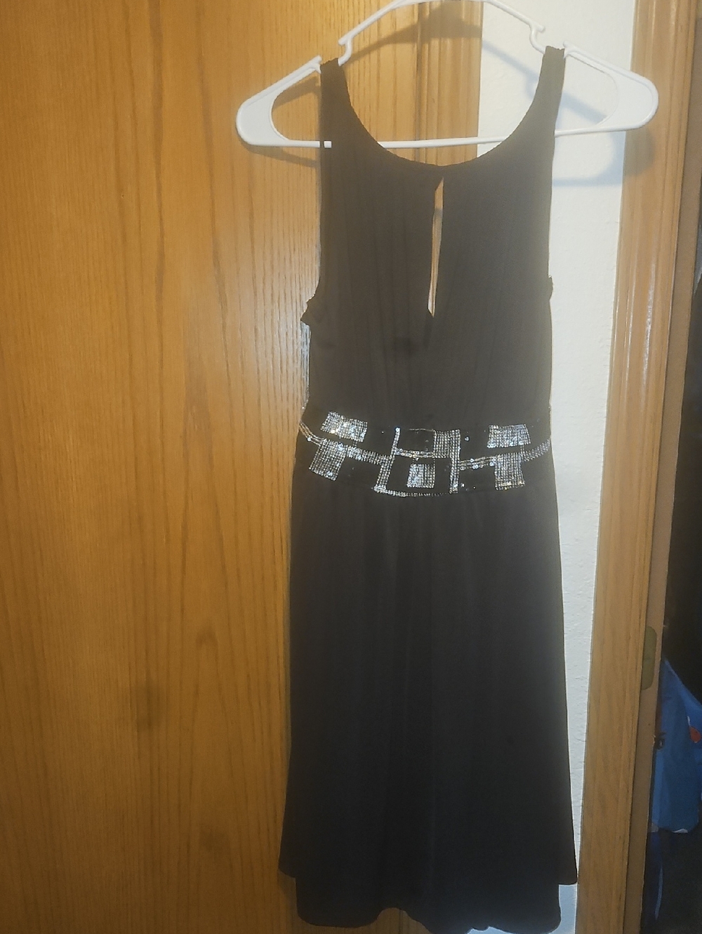 Janette Plus Black Midi Dress with Silver Beaded Waist